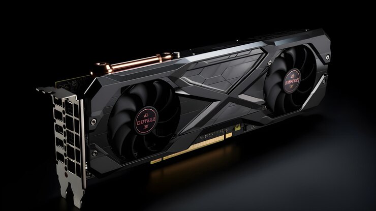 Eine fortschrittliche GPU-Einheit mit elegantem Design und lebendigen LED-Akzenten