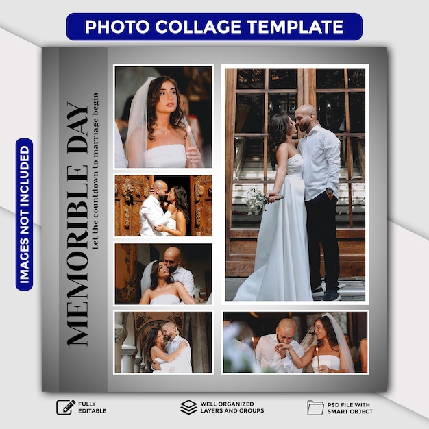 eine Fotocollage von Fotos eines Hochzeitstages