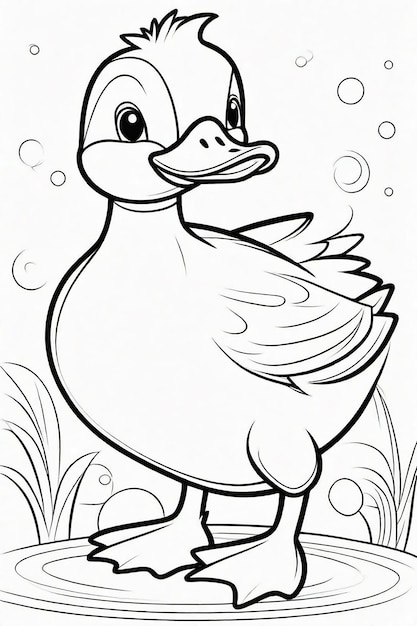 Eine Fotozeichnung von Enten Illustration für Kinder Malseite 855