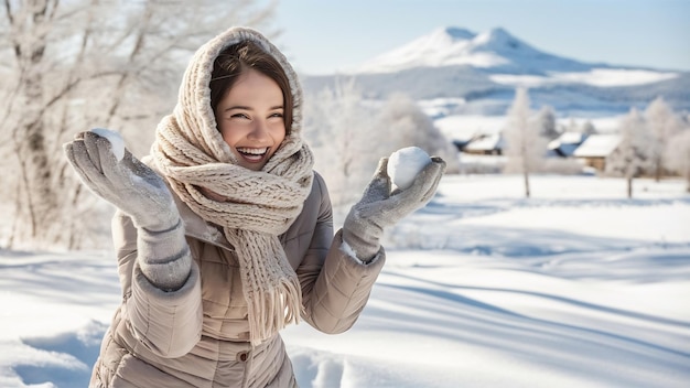 Eine Frau, die den Winter wirklich liebt