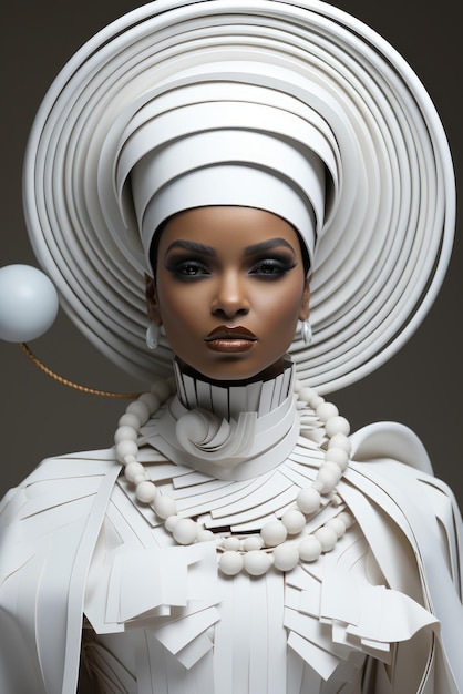 Eine Frau, die ein weißes Kleid und einen weißen Hut trägt. Digitale Kunst