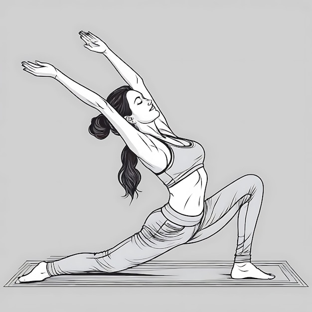 Eine Frau, die eine kontinuierliche Linie zeichnet Yoga Vektor-Illustration
