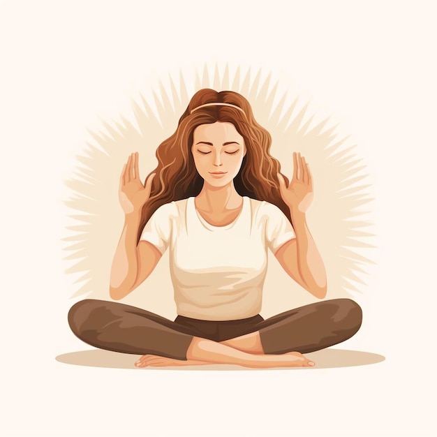 eine Frau, die mitten in einer Yoga-Pose sitzt