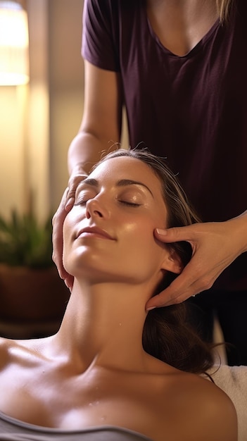 Eine Frau erhält eine Massage in einem Spa-Studio mit generativer KI