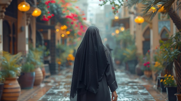eine Frau geht in der Regen eine Straße entlang