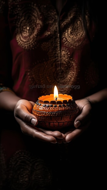 Eine Frau hält eine Kerze in ihren Händen