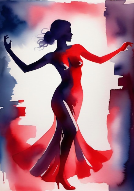 Eine Frau in einem roten Kleid tanzt