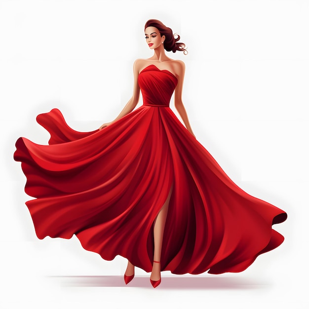 eine Frau in einem roten Kleid