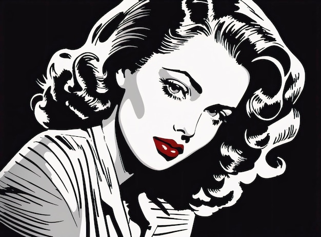 Eine Frau in Retro-Pop-Art und Vintage-Stil Porträt eines schönen Mädchens