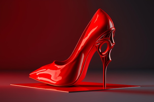 Eine Frau in roten Cantic High Heels mit 4k Render