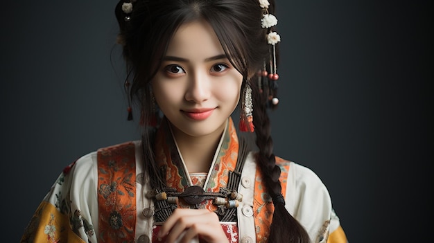 eine Frau in traditioneller chinesischer Kleidung