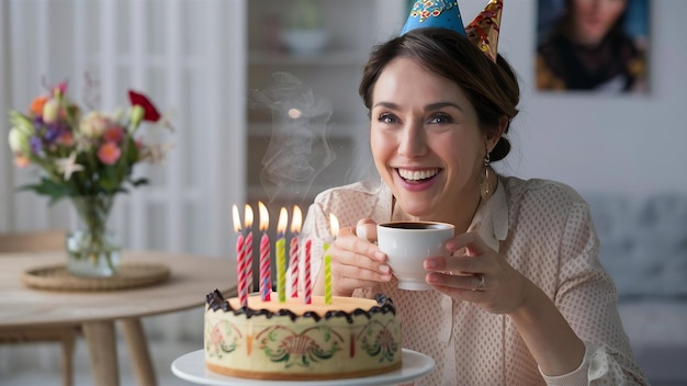 Eine Frau isst einen Kuchen