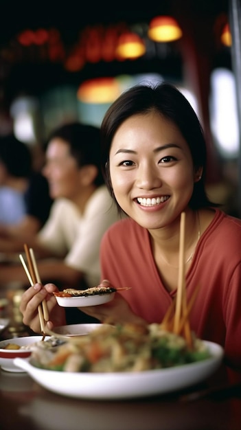 Foto eine frau isst essen