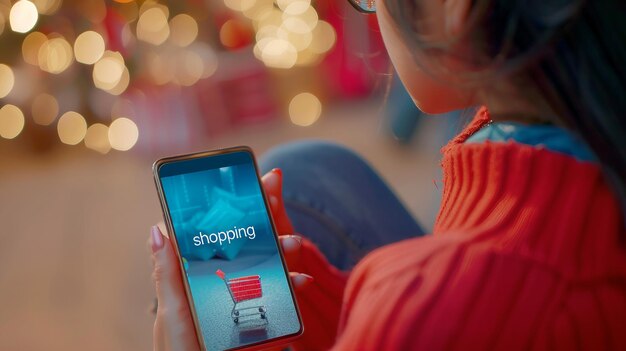 Eine Frau macht Online-Shopping mit ihrem Smartphone