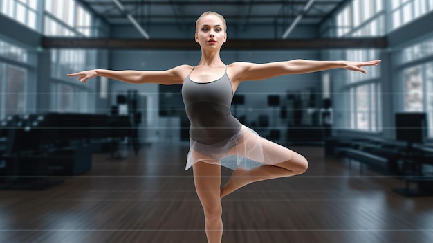 Eine Frau macht Yoga in einem Fitnessstudio