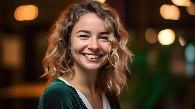 Eine Frau mit blonden Locken lächelt in die Kamera.