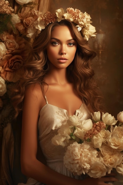 Eine Frau mit Blumen im Haar