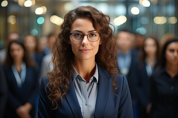 Foto eine frau mit brille und anzug