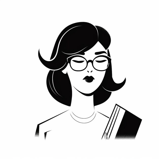 eine Frau mit Brille und ein T-Shirt mit dem Bild einer Frau mit Brille.