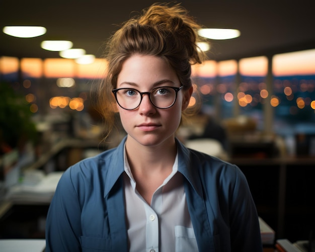 Eine Frau mit Brille