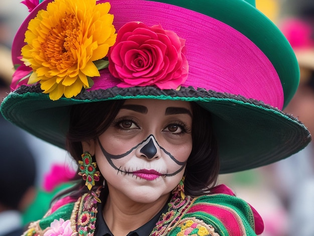 Eine Frau mit einem Blumenkranz