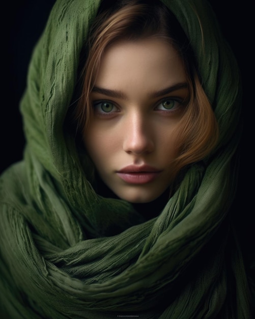 Eine Frau mit einem grünen Schal