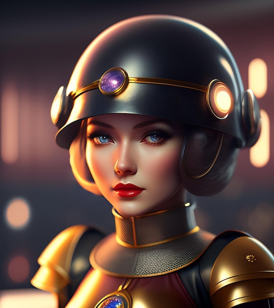 Eine Frau mit einem Helm und einem Helm, auf dem „Star Wars“ steht