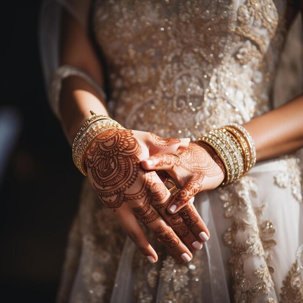 eine Frau mit einem Henna-Tattoo auf dem Arm