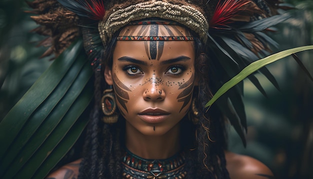 Eine Frau mit einem Tribal-Tattoo im Gesicht