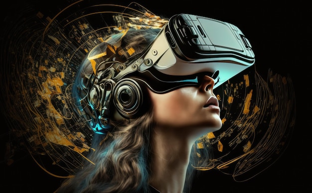 Eine Frau mit einem Virtual-Reality-Headset