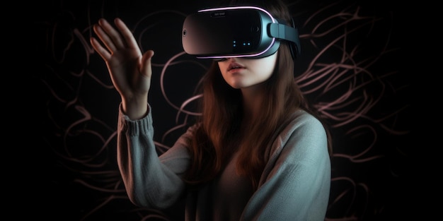 Eine Frau mit einem Virtual-Reality-Headset