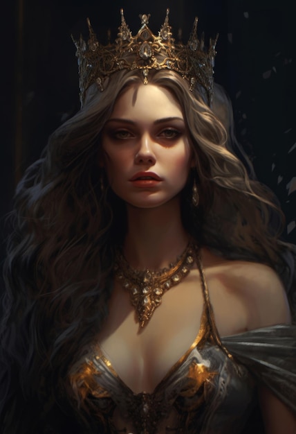Eine Frau mit einer Krone auf dem Kopf
