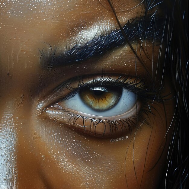 eine Frau mit gelbem Auge und braunen Augen