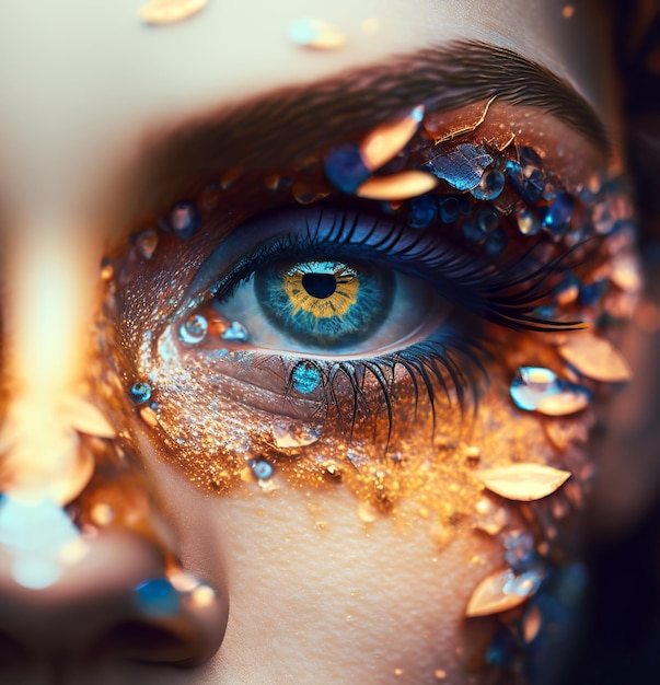 Eine Frau mit glitzerndem Augen-Make-up