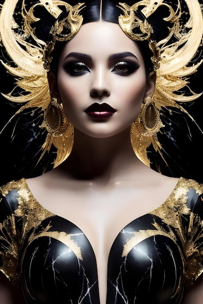 Eine Frau mit goldener Krone und goldenem Haar
