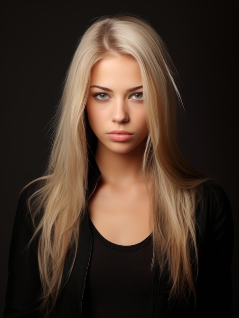 Foto eine frau mit langen blonden haaren posiert für ein foto