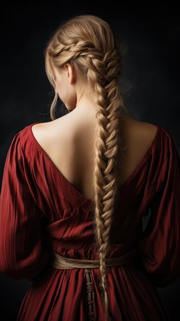 eine Frau mit langen geflochtenen Haaren
