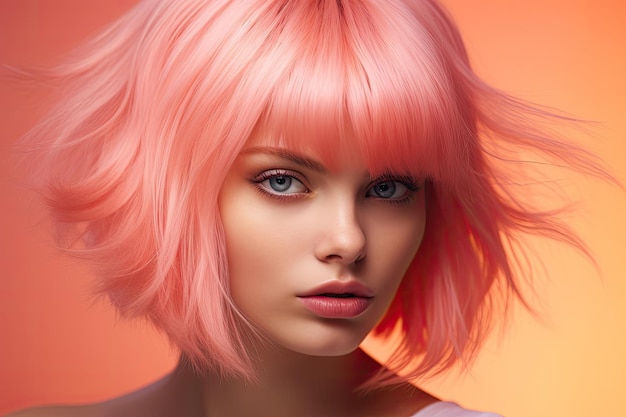 eine Frau mit rosa Haaren
