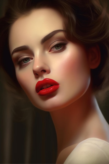Eine Frau mit roten Lippen und einer roten Lippe