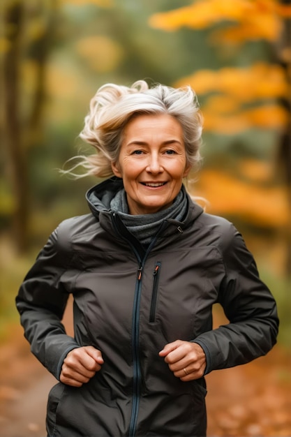 Eine Frau rennt im Wald