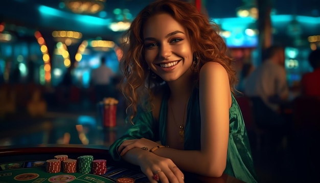 Eine Frau spielt Casino-Spiele