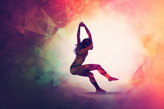 Eine Frau tanzt in einem geometrischen Muster.