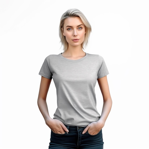 Eine Frau trägt ein T-Shirt mit der Aufschrift "T-Shirt"