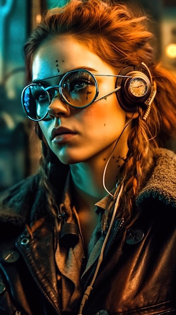 Eine Frau trägt einen Retro-Kopfhörer