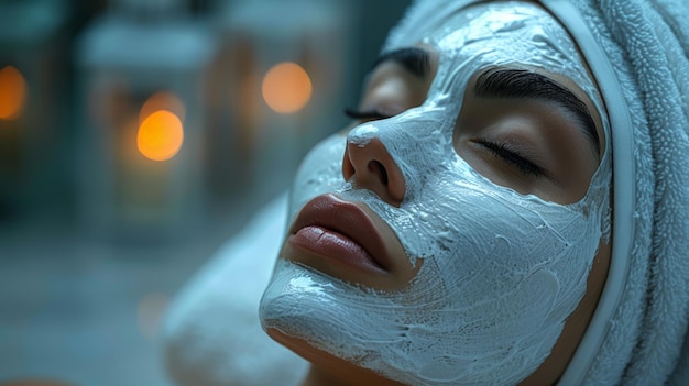 Eine Frau wird mit einer Gesichtsmaske behandelt