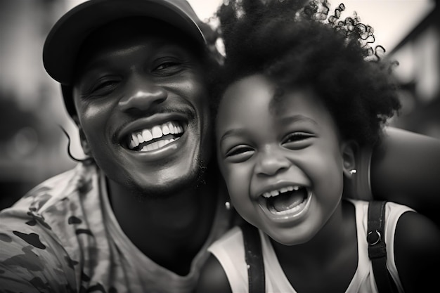 Foto eine freudige nahaufnahme eines afro-vaters mit seinen schönen töchtern