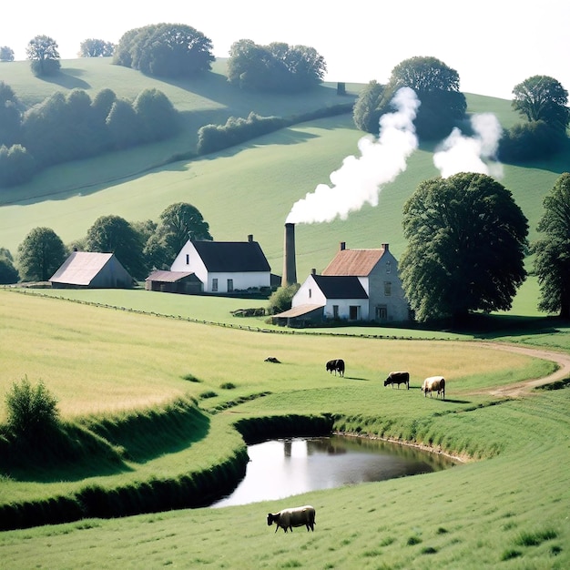 Eine friedliche Landschaft mit sanften Hügeln