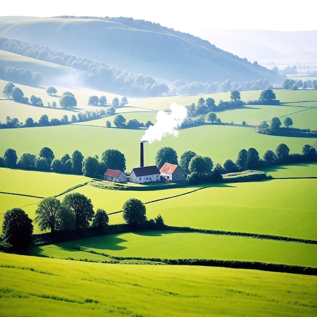 Eine friedliche Landschaft mit sanften Hügeln