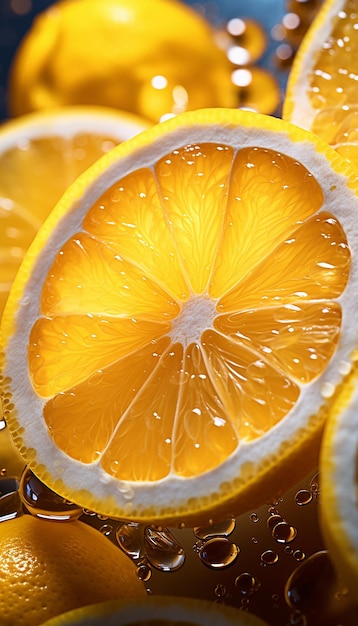 Eine frische Zitronenfruchtfotografie mit filmischem Wasserspritz