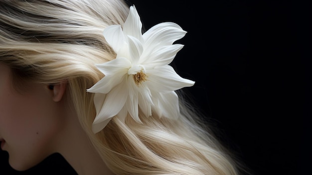 Eine Frisur mit einer Blume im Haar generative KI